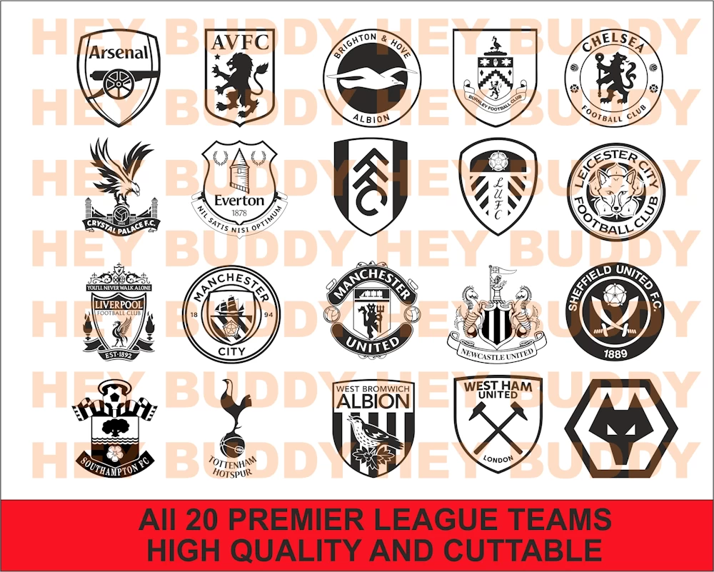 English premier league Mono Vector Logos